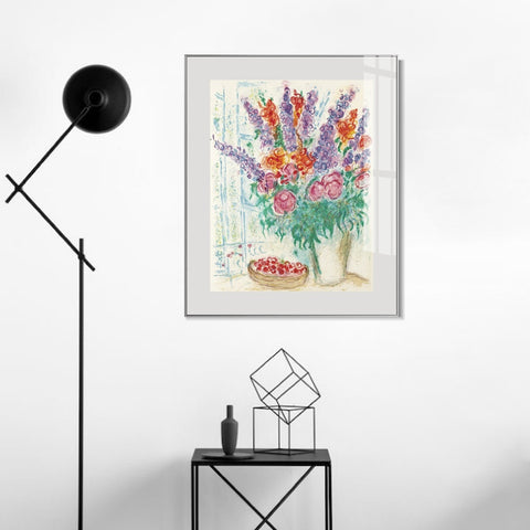 INVIN ART Mental Framed Canvas Giclee Print Art Flower #78 by Marc Chagall Wall Art Living Room Home Office Decorations