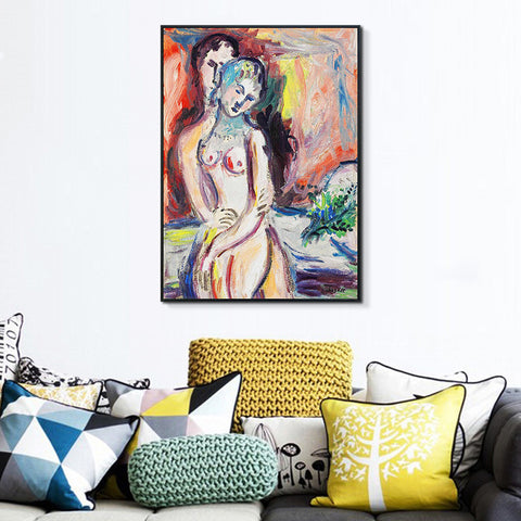 INVIN ART Framed Canvas Giclee Print Art Hug#1 by Marc Chagall Wall Art Living Room Home Office Decorations