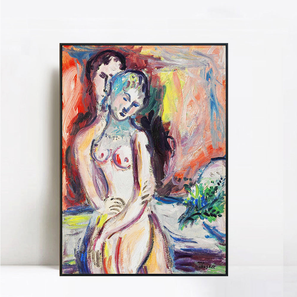 INVIN ART Framed Canvas Giclee Print Art Hug#1 by Marc Chagall Wall Art Living Room Home Office Decorations