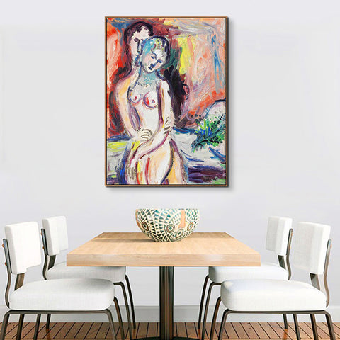 INVIN ART Framed Canvas Giclee Print Art Hug#1 by Marc Chagall Wall Art Living Room Home Office Decorations