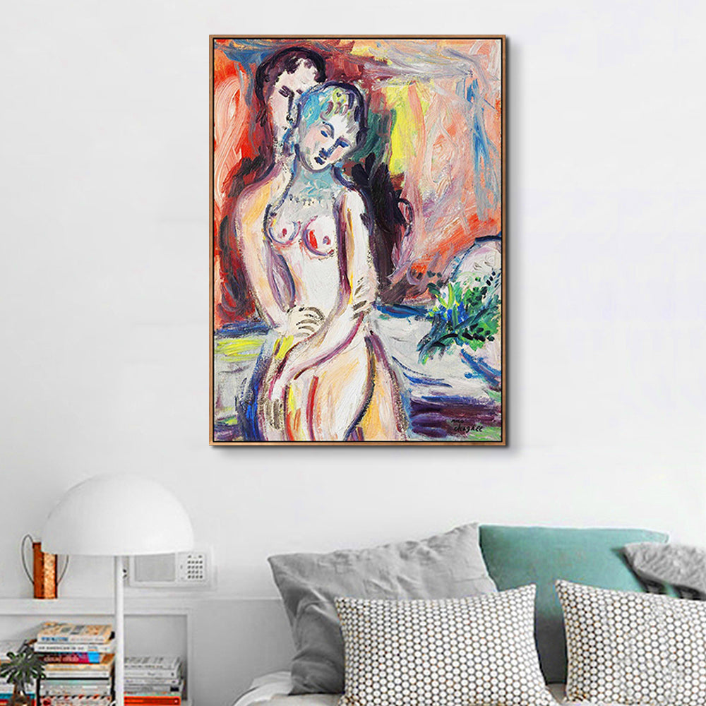 INVIN ART Framed Canvas Giclee Print Art Hug#1 by Marc Chagall Wall Art Living Room Home Office Decorations