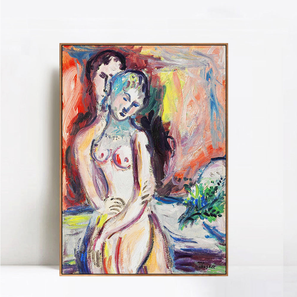 INVIN ART Framed Canvas Giclee Print Art Hug#1 by Marc Chagall Wall Art Living Room Home Office Decorations