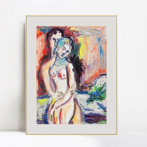 INVIN ART Mental Framed Canvas Giclee Print Art Hug 1 by Marc Chagall Wall Art Living Room Home Office Decorations