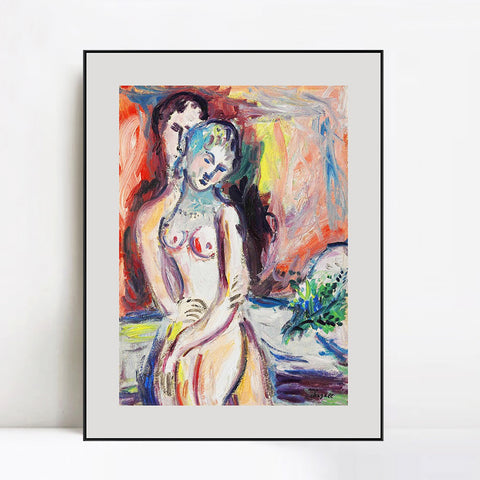 INVIN ART Mental Framed Canvas Giclee Print Art Hug 1 by Marc Chagall Wall Art Living Room Home Office Decorations