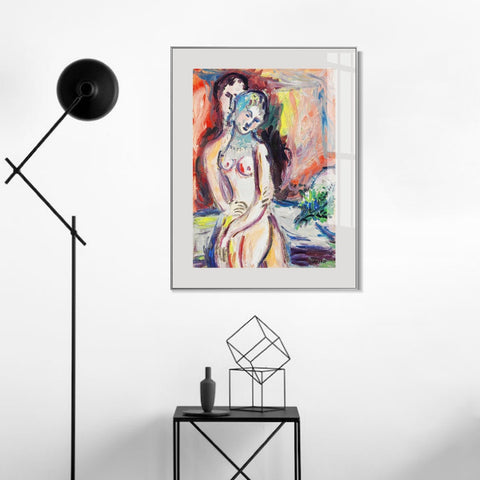 INVIN ART Mental Framed Canvas Giclee Print Art Hug 1 by Marc Chagall Wall Art Living Room Home Office Decorations