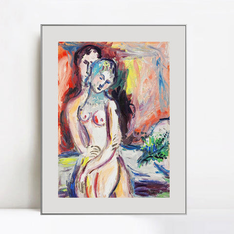 INVIN ART Mental Framed Canvas Giclee Print Art Hug 1 by Marc Chagall Wall Art Living Room Home Office Decorations