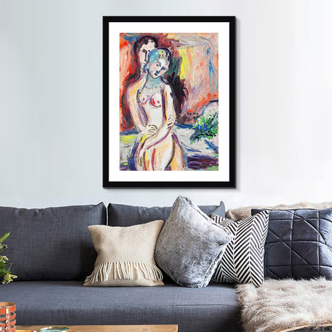 INVIN ART Framed Canvas Giclee Print Art Hug#1 by Marc Chagall Wall Art Living Room Home Office Decorations