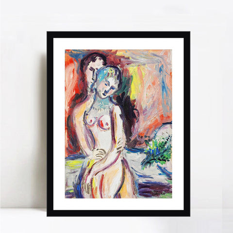 INVIN ART Framed Canvas Giclee Print Art Hug#1 by Marc Chagall Wall Art Living Room Home Office Decorations
