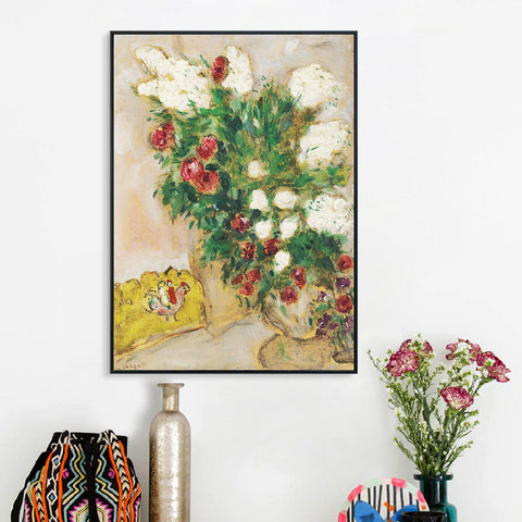 INVIN ART Framed Canvas Giclee Print Art Flower#17 by Marc Chagall Wall Art Living Room Home Office Decorations