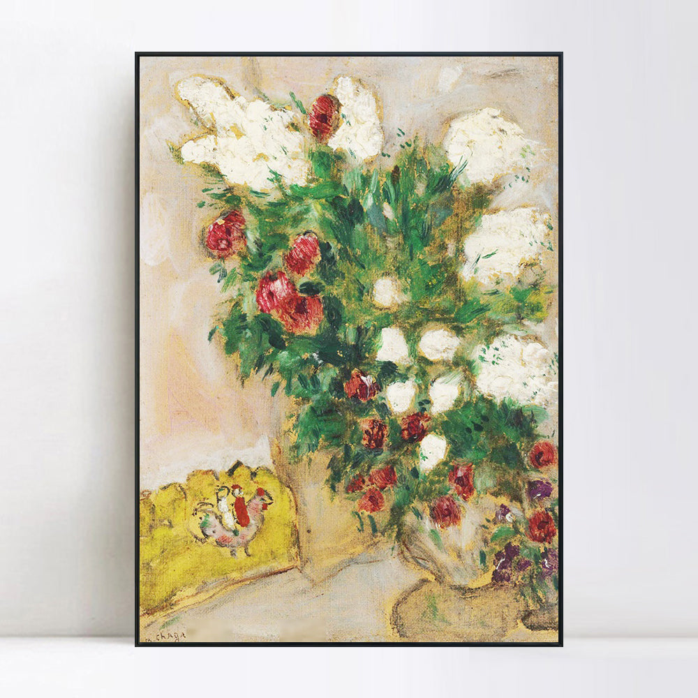 INVIN ART Framed Canvas Giclee Print Art Flower#17 by Marc Chagall Wall Art Living Room Home Office Decorations