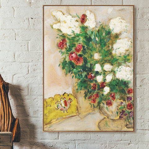 INVIN ART Framed Canvas Giclee Print Art Flower#17 by Marc Chagall Wall Art Living Room Home Office Decorations