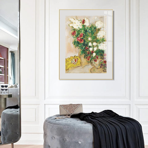 INVIN ART Mental Framed Canvas Giclee Print Art Flower 17 by Marc Chagall Wall Art Living Room Home Office Decorations