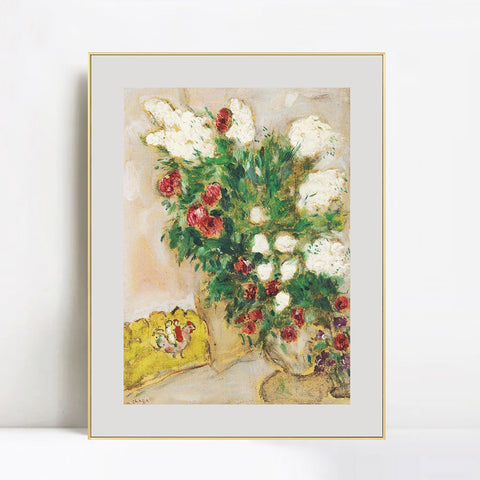 INVIN ART Mental Framed Canvas Giclee Print Art Flower 17 by Marc Chagall Wall Art Living Room Home Office Decorations