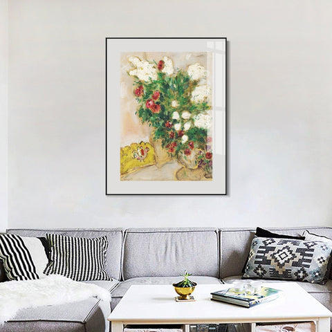 INVIN ART Mental Framed Canvas Giclee Print Art Flower 17 by Marc Chagall Wall Art Living Room Home Office Decorations
