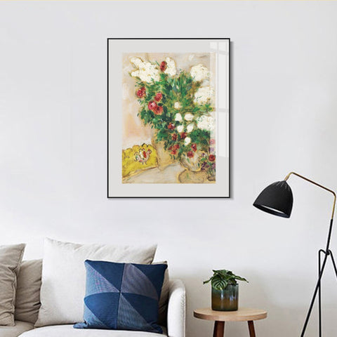 INVIN ART Mental Framed Canvas Giclee Print Art Flower 17 by Marc Chagall Wall Art Living Room Home Office Decorations
