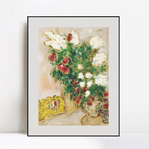 INVIN ART Mental Framed Canvas Giclee Print Art Flower 17 by Marc Chagall Wall Art Living Room Home Office Decorations