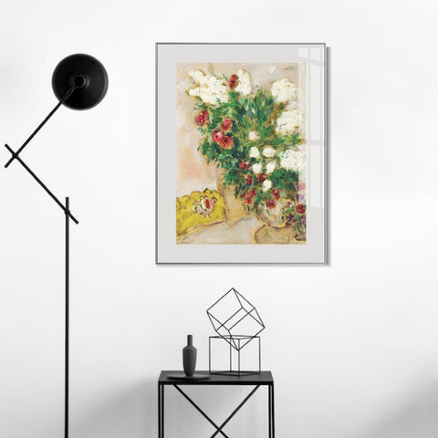 INVIN ART Mental Framed Canvas Giclee Print Art Flower 17 by Marc Chagall Wall Art Living Room Home Office Decorations