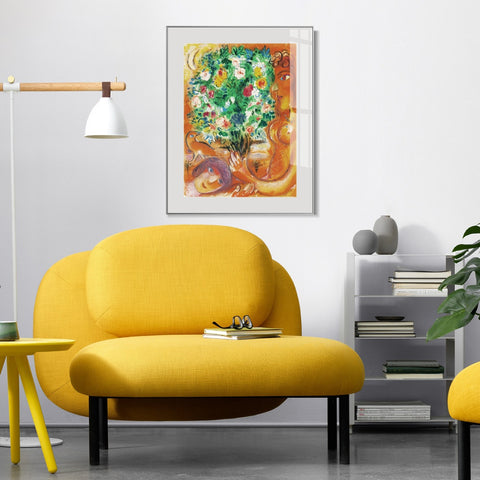 INVIN ART Mental Framed Canvas Giclee Print Art Flower 22 by Marc Chagall Wall Art Living Room Home Office Decorations