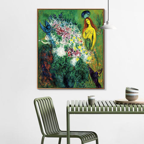 INVIN ART Framed Canvas Giclee Print Art Flower#21  by Marc Chagall Wall Art Living Room Home Office Decorations