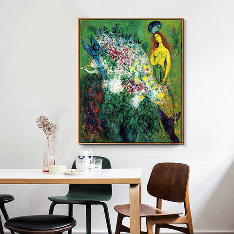 INVIN ART Framed Canvas Giclee Print Art Flower#21  by Marc Chagall Wall Art Living Room Home Office Decorations