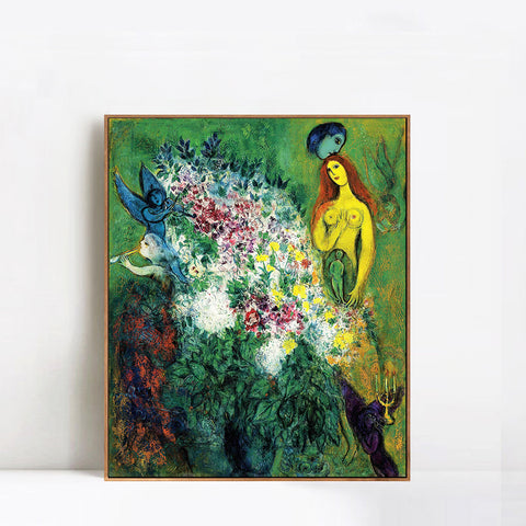 INVIN ART Framed Canvas Giclee Print Art Flower#21  by Marc Chagall Wall Art Living Room Home Office Decorations