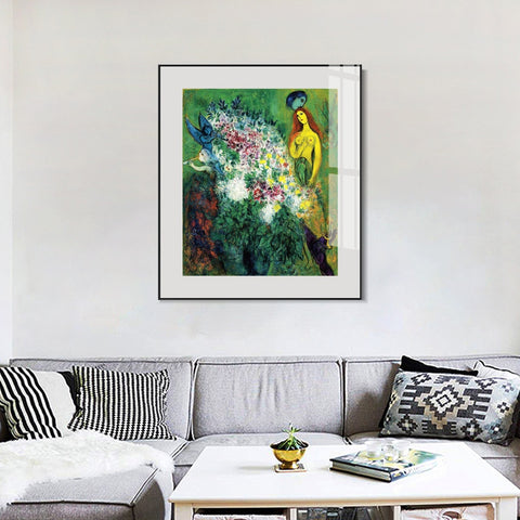 INVIN ART Mental Framed Canvas Giclee Print Art Flower 21 by Marc Chagall Wall Art Living Room Home Office Decorations