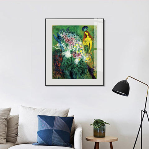 INVIN ART Mental Framed Canvas Giclee Print Art Flower 21 by Marc Chagall Wall Art Living Room Home Office Decorations