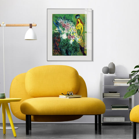 INVIN ART Mental Framed Canvas Giclee Print Art Flower 21 by Marc Chagall Wall Art Living Room Home Office Decorations