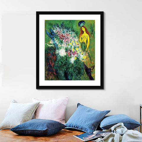 INVIN ART Framed Canvas Giclee Print Art Flower#21  by Marc Chagall Wall Art Living Room Home Office Decorations
