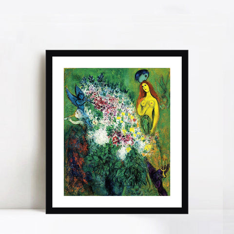 INVIN ART Framed Canvas Giclee Print Art Flower#21  by Marc Chagall Wall Art Living Room Home Office Decorations
