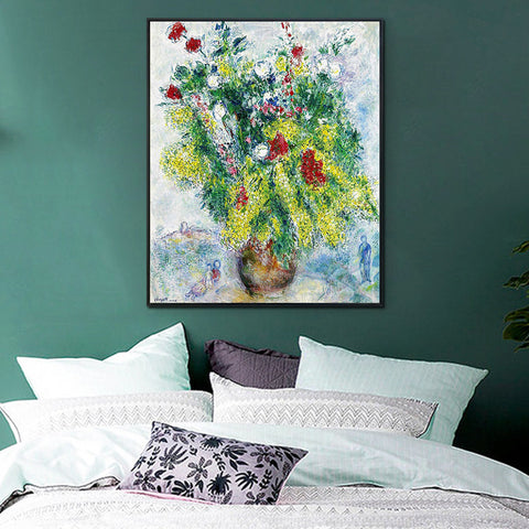 INVIN ART Framed Canvas Giclee Print Art Flower#20 by Marc Chagall Wall Art Living Room Home Office Decorations