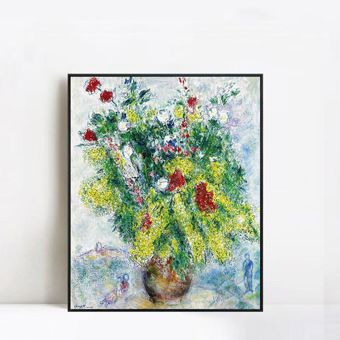 INVIN ART Framed Canvas Giclee Print Art Flower#20 by Marc Chagall Wall Art Living Room Home Office Decorations