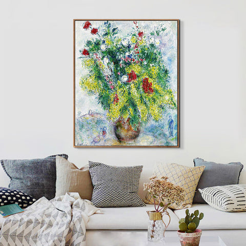 INVIN ART Framed Canvas Giclee Print Art Flower#20 by Marc Chagall Wall Art Living Room Home Office Decorations