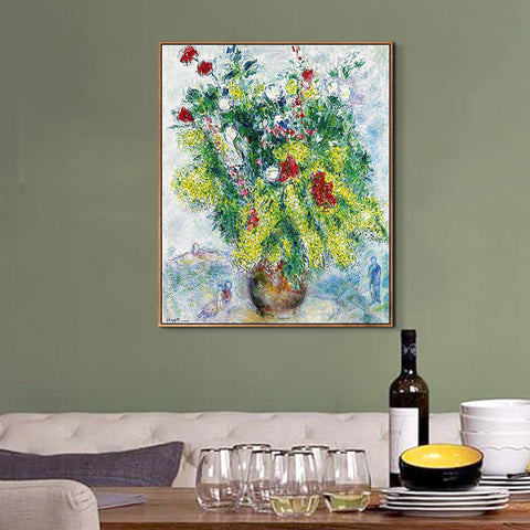 INVIN ART Framed Canvas Giclee Print Art Flower#20 by Marc Chagall Wall Art Living Room Home Office Decorations
