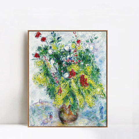INVIN ART Framed Canvas Giclee Print Art Flower#20 by Marc Chagall Wall Art Living Room Home Office Decorations