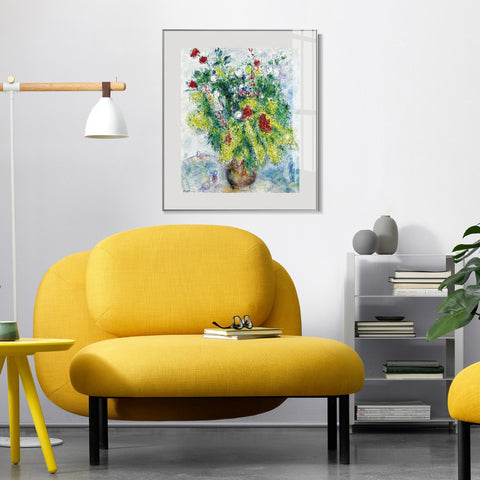 INVIN ART Mental Framed Canvas Giclee Print Art Flower 20 by Marc Chagall Wall Art Living Room Home Office Decorations