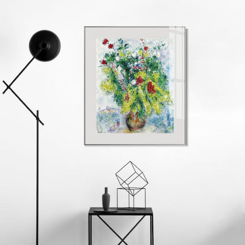 INVIN ART Mental Framed Canvas Giclee Print Art Flower 20 by Marc Chagall Wall Art Living Room Home Office Decorations