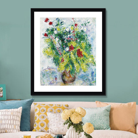 INVIN ART Framed Canvas Giclee Print Art Flower#20 by Marc Chagall Wall Art Living Room Home Office Decorations