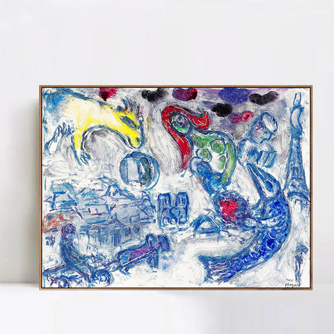 INVIN ART Framed Canvas Giclee Print Art Woman by Marc Chagall Wall Art Living Room Home Office Decorations