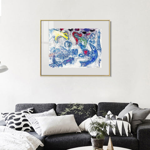 INVIN ART Mental Framed Canvas Giclee Print Art Woman by Marc Chagall Wall Art Living Room Home Office Decorations