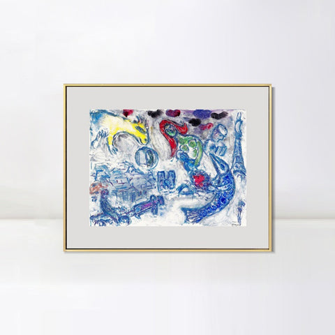 INVIN ART Mental Framed Canvas Giclee Print Art Woman by Marc Chagall Wall Art Living Room Home Office Decorations