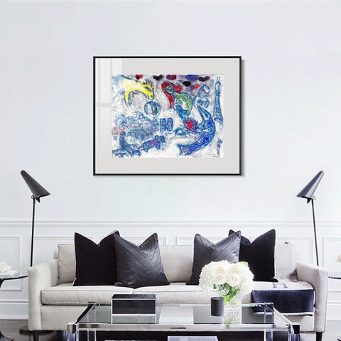 INVIN ART Mental Framed Canvas Giclee Print Art Woman by Marc Chagall Wall Art Living Room Home Office Decorations