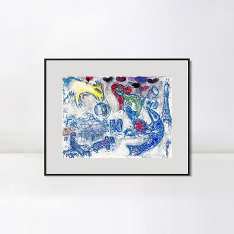 INVIN ART Mental Framed Canvas Giclee Print Art Woman by Marc Chagall Wall Art Living Room Home Office Decorations