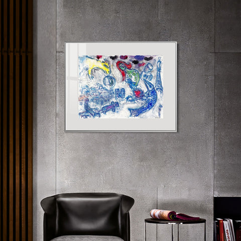 INVIN ART Mental Framed Canvas Giclee Print Art Woman by Marc Chagall Wall Art Living Room Home Office Decorations