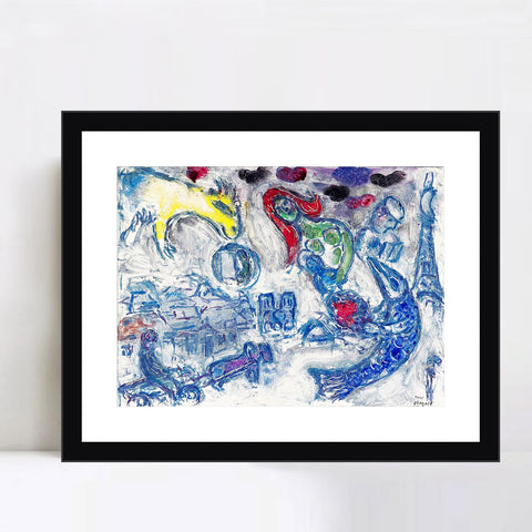 INVIN ART Framed Canvas Giclee Print Art Woman by Marc Chagall Wall Art Living Room Home Office Decorations