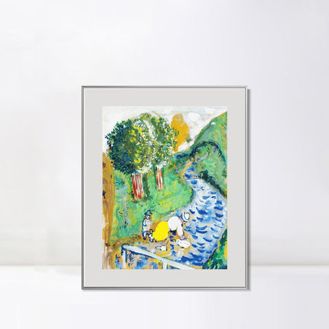 INVIN ART Mental Framed Canvas Giclee Print Art Beg on the road by Marc Chagall Wall Art Living Room Home Office Decorations