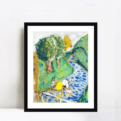 INVIN ART Framed Canvas Giclee Print Art Beg on the Road by Marc Chagall Wall Art Living Room Home Office Decorations