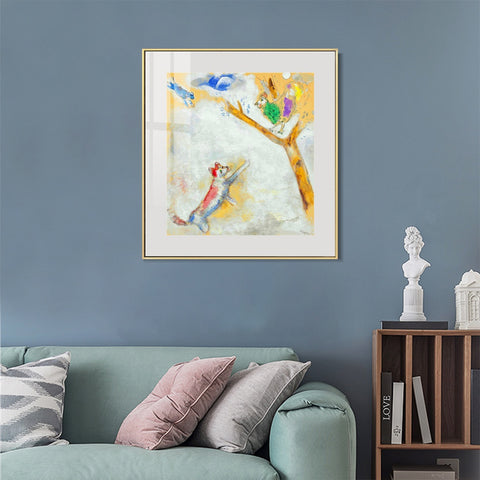 INVIN ART Mental Framed Canvas Giclee Print Art Bird and wolf by Marc Chagall Wall Art Living Room Home Office Decorations