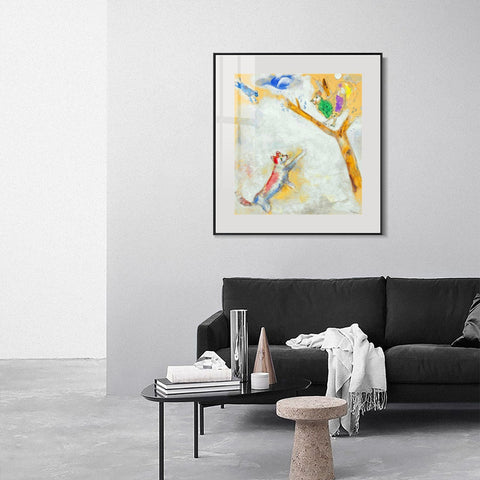 INVIN ART Mental Framed Canvas Giclee Print Art Bird and wolf by Marc Chagall Wall Art Living Room Home Office Decorations