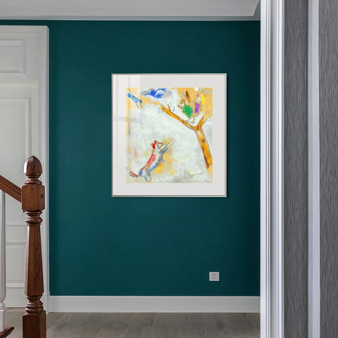 INVIN ART Mental Framed Canvas Giclee Print Art Bird and wolf by Marc Chagall Wall Art Living Room Home Office Decorations